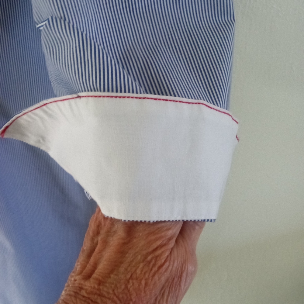 Mer Sea Coastal Blue Pin Stripe  Essential Shirt Dress | L/XL - Picture 6 of 11